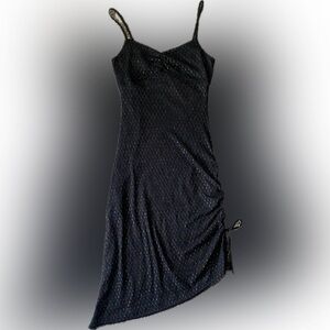 Wild Honey Asymmetrical Metallic Little Black Strap Dress, Women’s Size Medium
